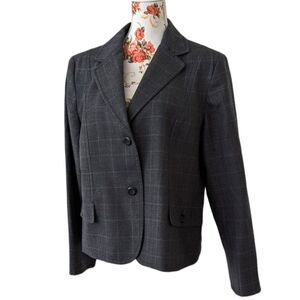 Pendleton Size 18 Women Blazer Jacket Gray Glen Plaid Virgin Wool Career Office